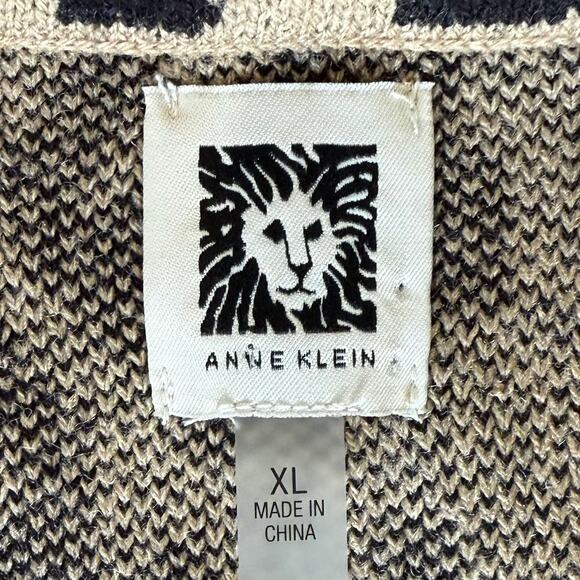 Anne Klein Cardigan Blazer Cheetah Sz XL Double Breasted Open Front Brown Black - Picture 9 of 10